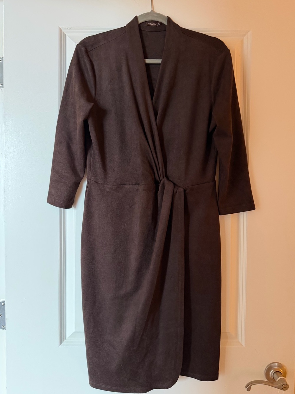 J. McLaughlin Chocolate Brown Wrap-Front Midi Dress